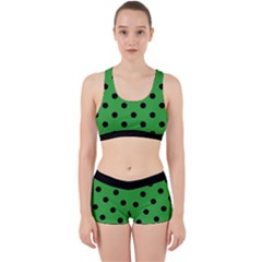 Large Black Polka Dots On Just Green - Work It Out Gym Set by FashionLane