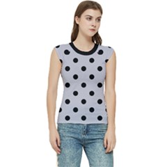 Large Black Polka Dots On Cloudy Grey - Women s Raglan Cap Sleeve Tee by FashionLane