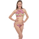 Retro flowers Cross Front Halter Bikini Set View1