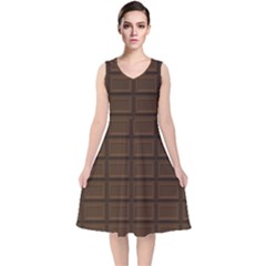 Milk Chocolate V-neck Midi Sleeveless Dress  by goljakoff