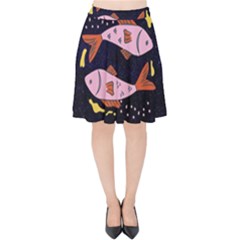 Fish Pisces Astrology Star Zodiac Velvet High Waist Skirt by HermanTelo