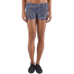 Dark Denim With Letters Yoga Shorts by ArtsyWishy