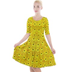 Flowers From Heaven  With A Modern Touch Quarter Sleeve A-line Dress by pepitasart
