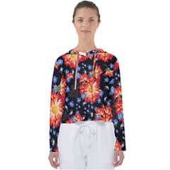 Orange And Blue Chamomiles Design Women s Slouchy Sweat by ArtsyWishy