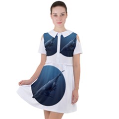 Whales Short Sleeve Shoulder Cut Out Dress  by goljakoff