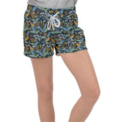 Tropical Bird Pattern Velour Lounge Shorts by designsbymallika