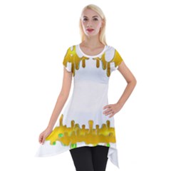 Dripping Paint In Wonderful Colors Short Sleeve Side Drop Tunic