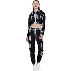 Ogham Rune Set Complete Inverted Cropped Zip Up Lounge Set