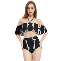 Medieval Runes Collected Inverted Complete Halter Flowy Bikini Set 