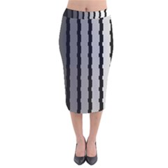 Nine Bar Monochrome Fade Squared Pulled Velvet Midi Pencil Skirt