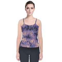 Purple And Yellow Abstract Velvet Spaghetti Strap Top by Dazzleway