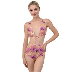 Yellow And Pink Abstract Tied Up Two Piece Swimsuit by Dazzleway