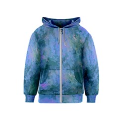 Lilac And Green Abstract Kids  Zipper Hoodie by Dazzleway