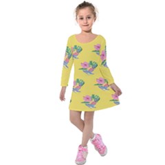 Floral Kids  Long Sleeve Velvet Dress by Sparkle