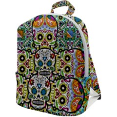 Sugar Skulls Pattern Zip Up Backpack by ExtraAwesomeSauce