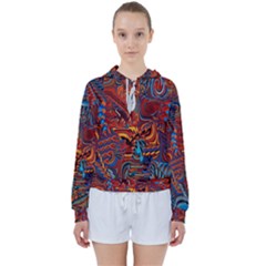 Phoenix Rising Colorful Abstract Art Women s Tie Up Sweat by CrypticFragmentsDesign