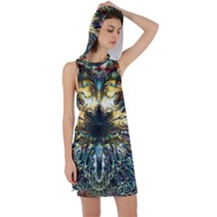 Multicolor Floral Art Copper Patina  Racer Back Hoodie Dress by CrypticFragmentsDesign