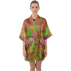 Easter Egg Colorful Texture Half Sleeve Satin Kimono 