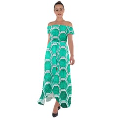 Hexagon Windows Off Shoulder Open Front Chiffon Dress by essentialimage365