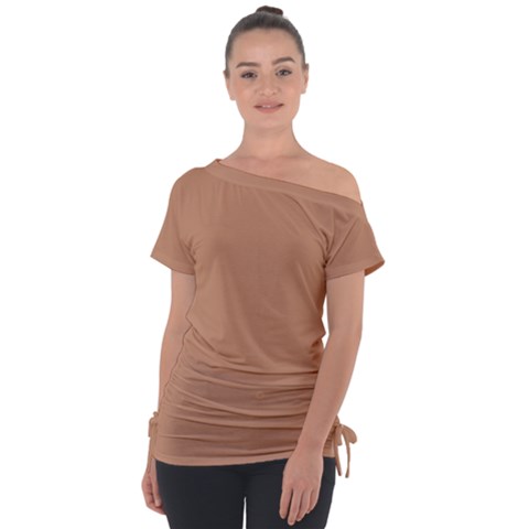 Antique Brass Off Shoulder Tie-up Tee by FabChoice