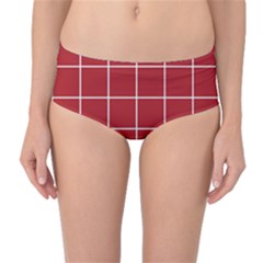 Red Buffalo Plaid Mid-waist Bikini Bottoms by goljakoff