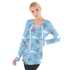 Birds In The Sky Tie Up Tee by SychEva