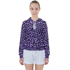 Pattern Leopard Purple Fur Women s Tie Up Sweat by JustToWear