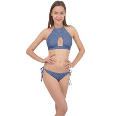 Denimeffetcolorbleu65 Cross Front Halter Bikini Set