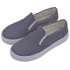 White Dots On Black Kids  Canvas Slip Ons by JustToWear