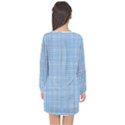 Blue knitted pattern Long Sleeve Chiffon Shift Dress  View2