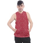 Red sashiko ornament Men s Sleeveless Hoodie