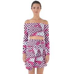Patternabstraitrosenoir65 Off Shoulder Top With Skirt Set