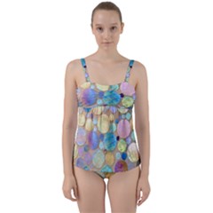 Tiles Cbdoilprincess Eb49aa06-f1b9-412e-836d-30c28dd8f7d9 Twist Front Tankini Set by CBDOilPrincess1