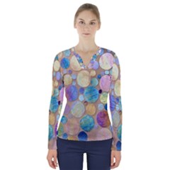 Tiles Cbdoilprincess Eb49aa06-f1b9-412e-836d-30c28dd8f7d9 V-neck Long Sleeve Top by CBDOilPrincess1