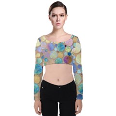 Tiles Cbdoilprincess Eb49aa06-f1b9-412e-836d-30c28dd8f7d9 Velvet Long Sleeve Crop Top by CBDOilPrincess1