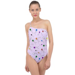Little Men Colored Head On Pink Classic One Shoulder Swimsuit by JustToWear