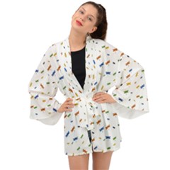 Dragonfly On White Long Sleeve Kimono by JustToWear