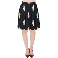 Vampire Hand Motif Graphic Print Pattern 2 Velvet High Waist Skirt by dflcprintsclothing