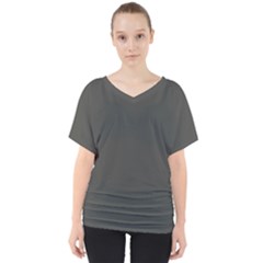 Beluga Grey V-neck Dolman Drape Top by FabChoice