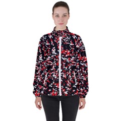Patterntachesrougeblancnoir75 Women s High Neck Windbreaker