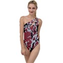 Vibrant Abstract Textured Artwork Print To One Side Swimsuit View1
