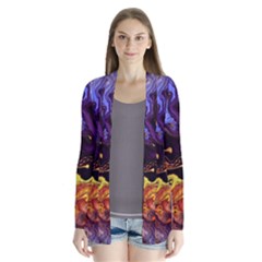 Nebula Starry Night Skies Abstract Art Drape Collar Cardigan