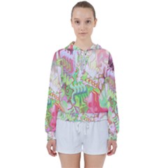 Boho Hippie Trippy Psychedelic Abstract Hot Pink Lime Green Women s Tie Up Sweat by CrypticFragmentsDesign