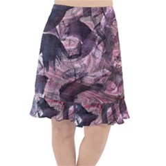  Abstract Marbling Fishtail Chiffon Skirt
