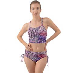 Mixed Media Leaves Mini Tank Bikini Set by kaleidomarblingart