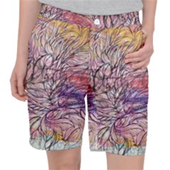 Mixed Media Leaves Pocket Shorts by kaleidomarblingart