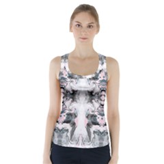 Grey On Pink Marbling Racer Back Sports Top by kaleidomarblingart