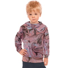 Pink Swirls Kids  Hooded Pullover by kaleidomarblingart