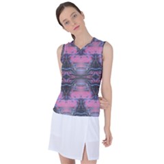 Grey Pink Module  Women s Sleeveless Sports Top by kaleidomarblingart