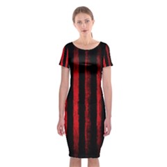 Red Lines Classic Short Sleeve Midi Dress by goljakoff